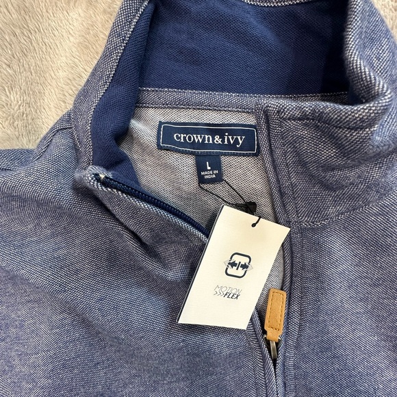 Crown & Ivy Men's Blue Zip-Up Sweater - Picture 2 of 2